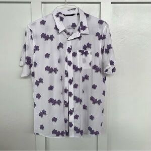 Travis Mathew Casual Purple and White Button Down Shirt